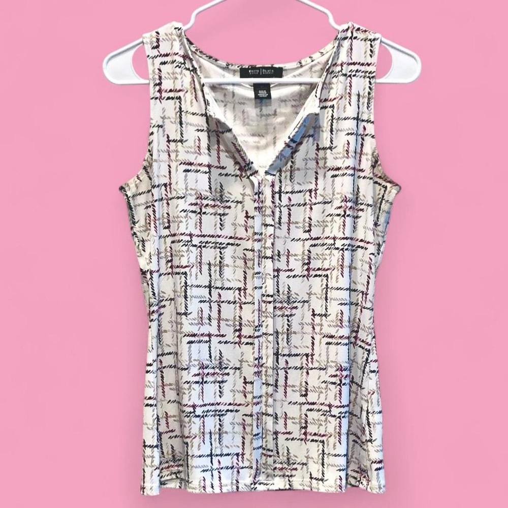 White House Black Market Purple Print Tank Top